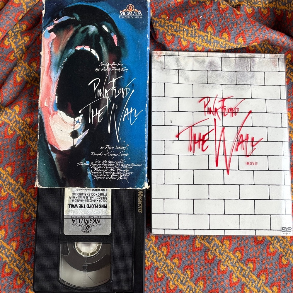 Pink Floyd The Wall VHS & DVD Set in White, Blue, Red and Black Artwork